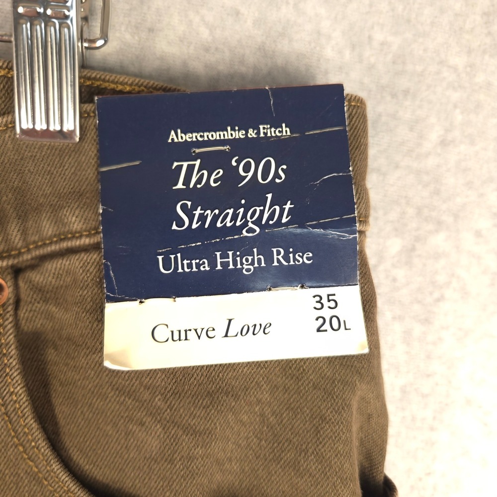 Abercrombie & Fitch 90s Straight Ultra High Rise Curve Love Brown Jeans 35 20L - Picture 2 of 10